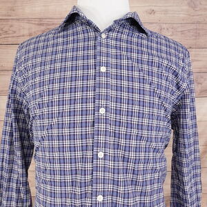 JOS A BANK 1905 BRR COMFORT STRETCH SLIM FIT BLUE BUTTON DOWN SHIRT MENS SZ XL
